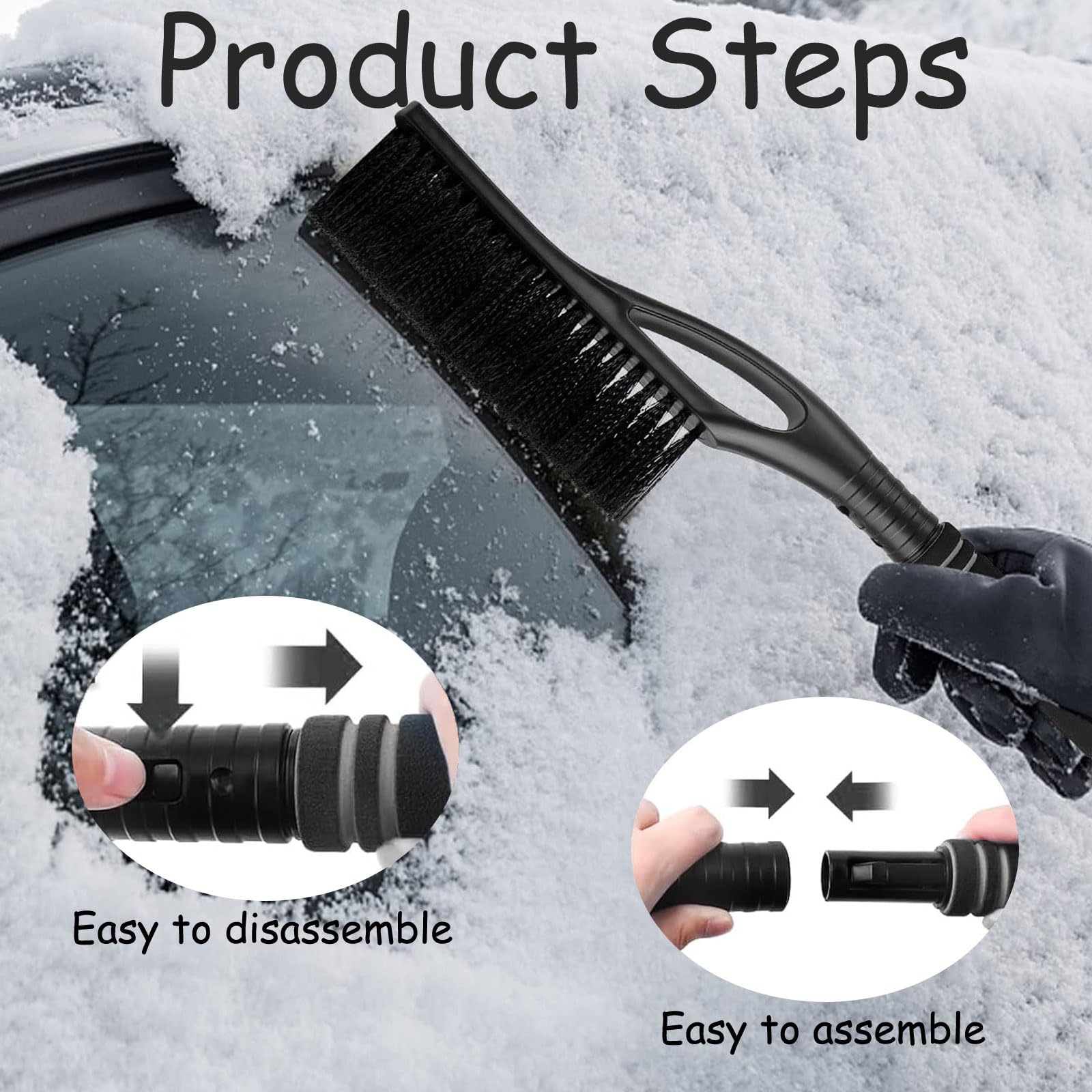 2-in-1 Auto Schneebesen & Eiskratzer - Teleskop Bis 60cm Mit Rutschfestem Griff