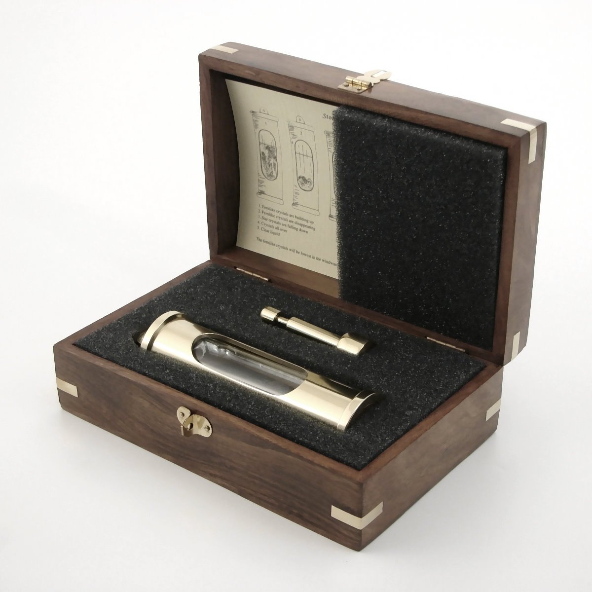 Sturmglas Barometer SET, E.S. Soerensen, Edelstahl poliert, mit Sturmglas, Wandhalterung, Holzbox