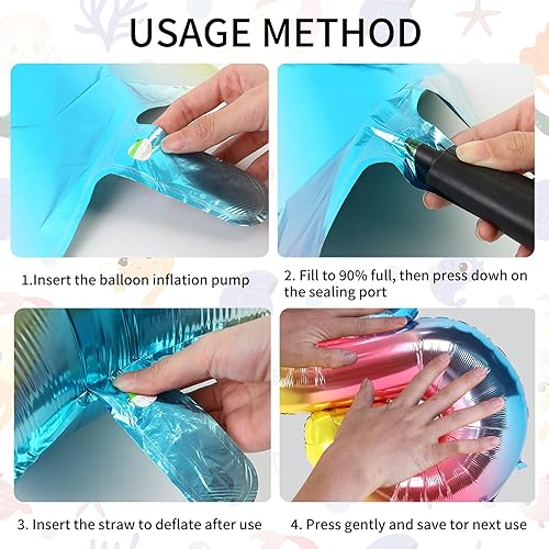 Miniatura 4 de Decoraciones de cumpleaños de 4 sirena, decoración de fiesta de sirena, kit de globos de sirena, globo de mar, globo de sirena, globos de cola de