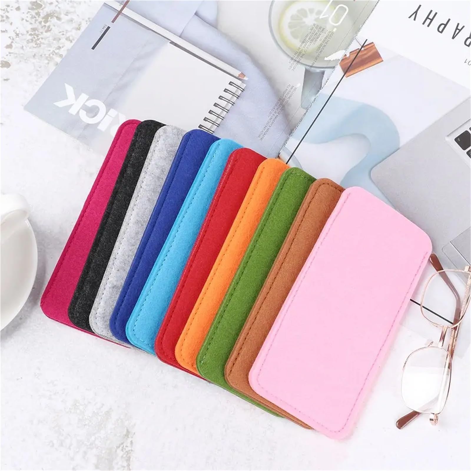 Etui na okulary 20 szt. Miękkie etui Przenośne ochronne Pure Color do czytania(Camel)