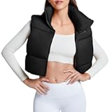Cropped Puffer Vest Women Sleeveless Outerwear Winter Vest Tops Jackets Lightweight Vests for Women 2025 Trendy Zip