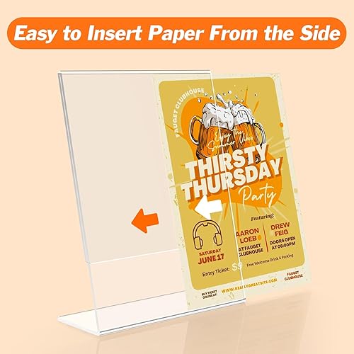 Miniatura 3 de Paquete de 3 soportes acrílicos para letreros de 8.5 x 11 pulgadas, soporte de exhibición transparente, soporte vertical en forma de L, soporte de