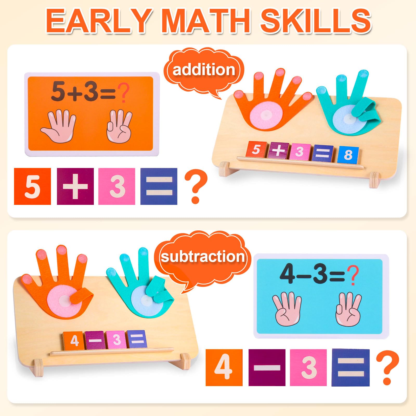 Juguetes Montessori para niños de 3 a 5 años, manipuladores educativos de matemáticas, juguetes de aprendizaje para niños pequeños de 3 a 5 años, bloques de conteo de números para niños, suministros 2
