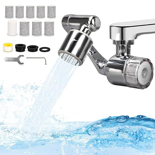 Extensor de grifo giratorio de 1080, filtro de fregadero de baño, filtro de agua de grifo con 2 modos de salpicadura, sistema de filtración de tasa