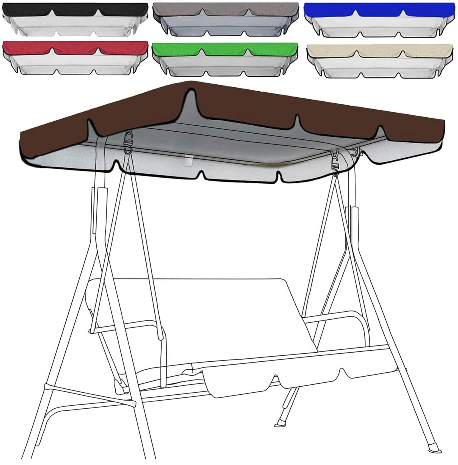 Garden Canopy Swing Seat Chair - Adjustable Canopy, Removable Cushion,for Patio Swing Garden Swing Outdoor for Relaxing and Enjoying Your Outdoor Space(Size:142 * 120 * 18cm,Color:Coffee)