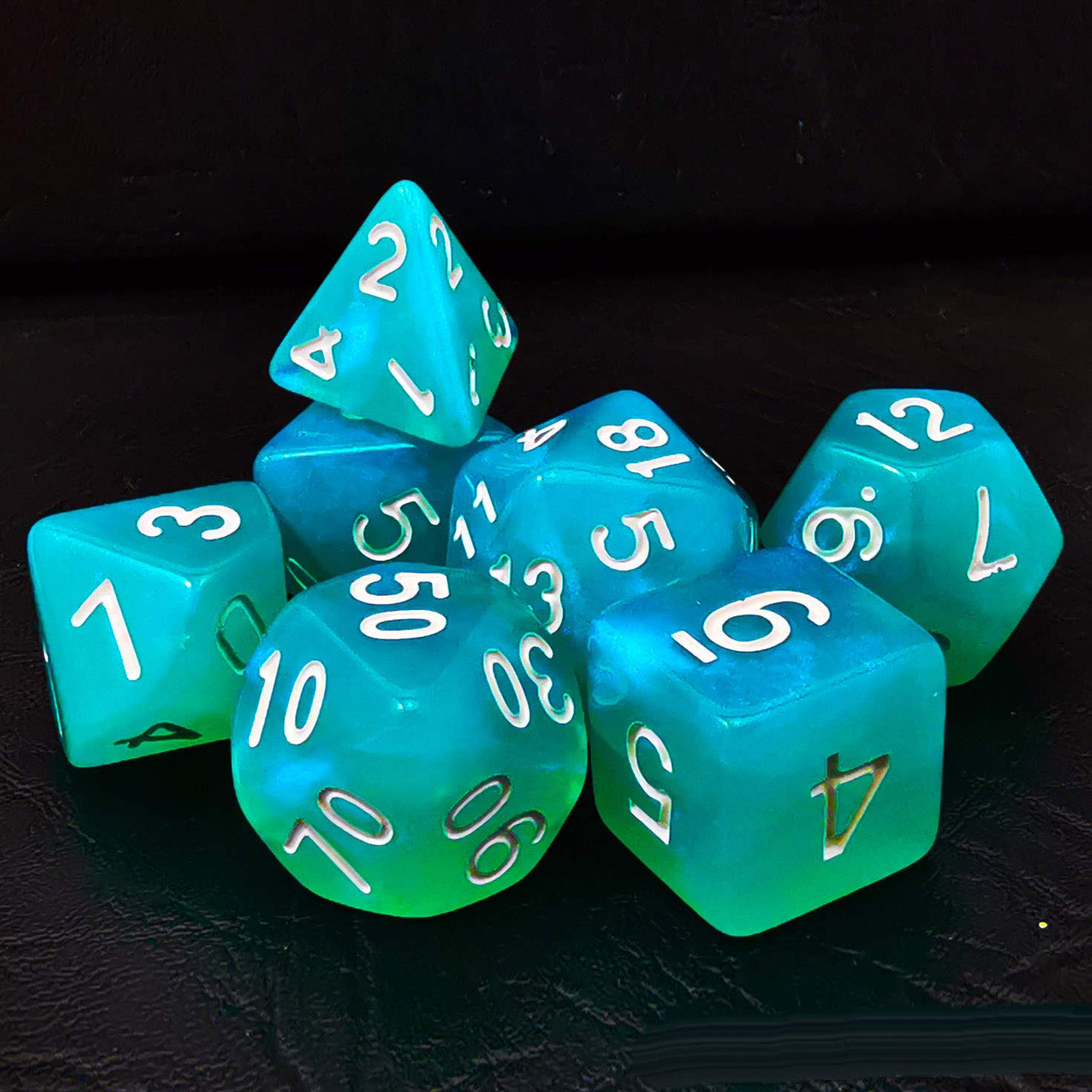 Bescon Moonstone Dice Set Turquoise, Bescon Polyhedral Moonstone RPG Dice Set