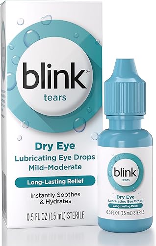 Blink Lágrimas lubricantes para los ojos, 0.5 fl oz (15 mL) Cuidado de los ojos para ojos secos suaves a moderados, hialuronato para aumentar la