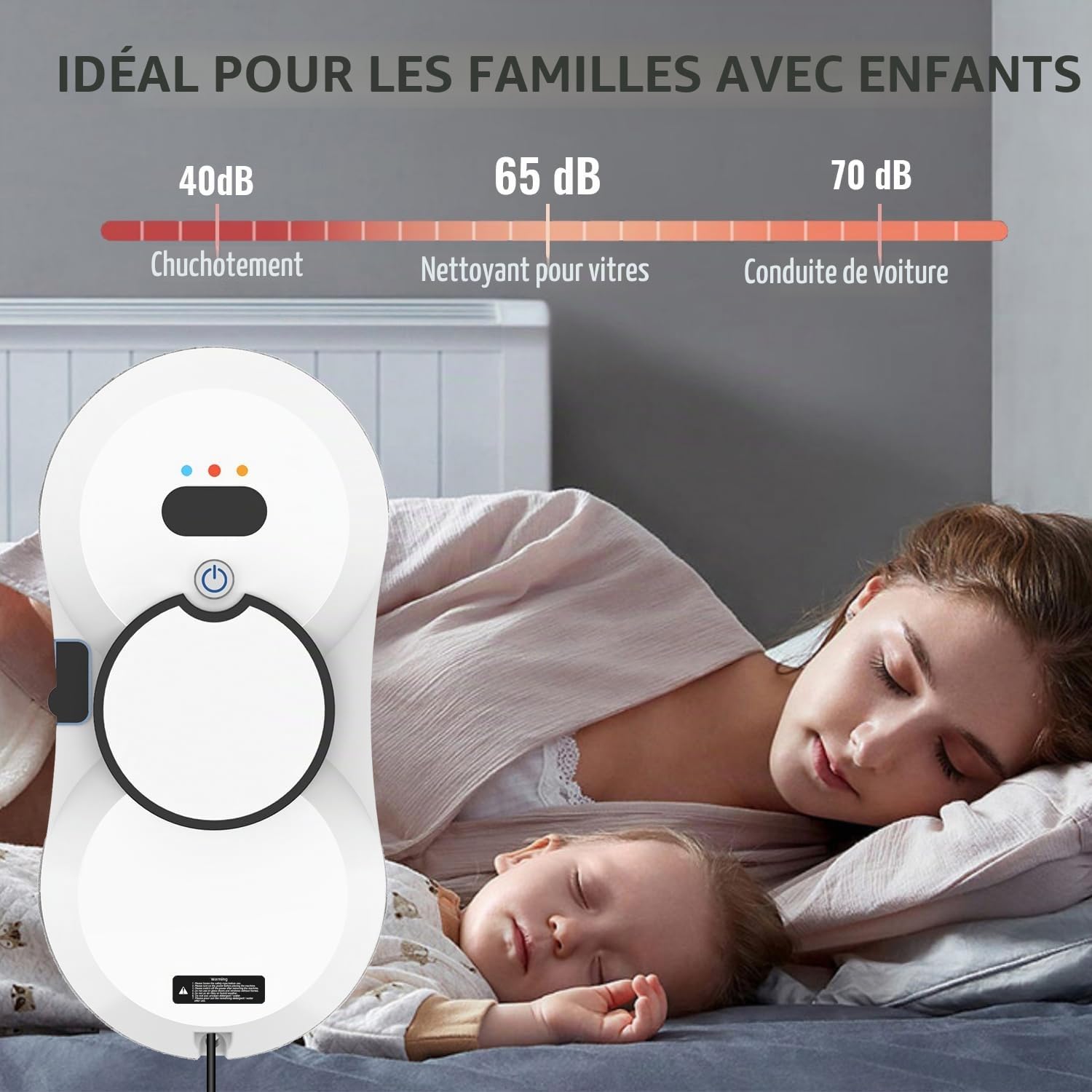 Robot Laveur de Vitre avec Fonction de Pulvérisation, 5600 Pa Laveur de Vitre Automatique, 3 Modes, Réservoir D'eau de 40 ml, Détection de Bords Anti-Chute, pour Fenêtres, Verre, Miroirs, Carrelages