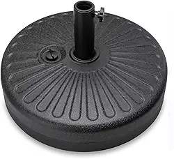 Base Suporte JX022-01 Redonda Para Guarda-sol Ombrelone Piscina Jardim - Preenchível Com Água Areia 22kg, Plástico PE, Tubo Haste de Aço Com Botão de Ajuste Para Mastros 1.5 a 1.9 pol