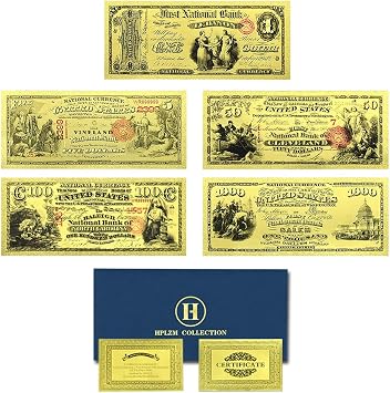 5pc/Set US Banknote 1875 Year 1 5 50 100 1000 Dollar Plastic Money Collection Commemorative Gifts