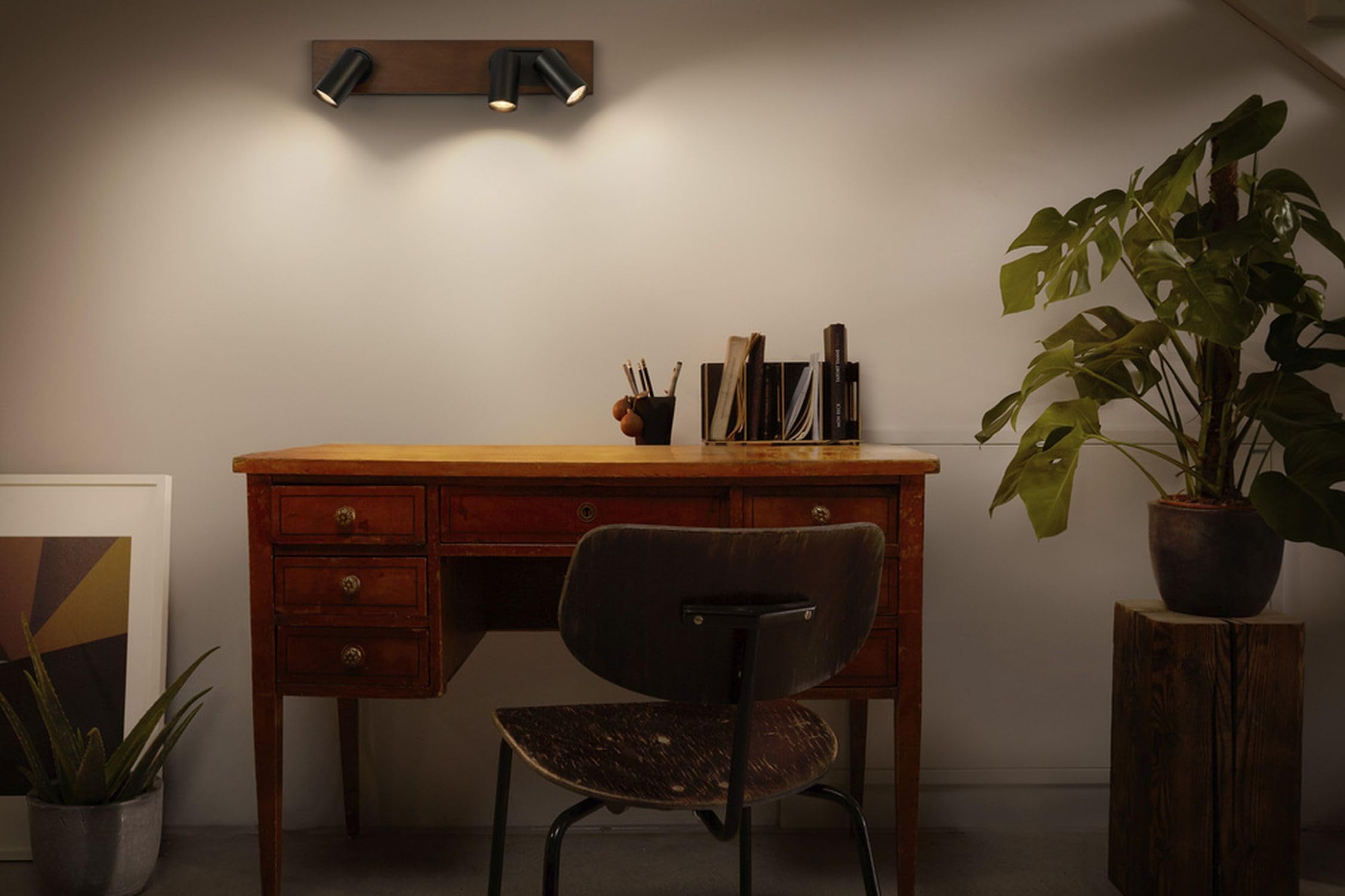 Osram DECOR SPOT MERCURY 3 x 3,4 W, 690 lm, aspecto de madera negra, focos ajustables, cabezales ajustables, multiusos, foco interior, bombillas LED intercambiables, luz blanca cálida, GU10
