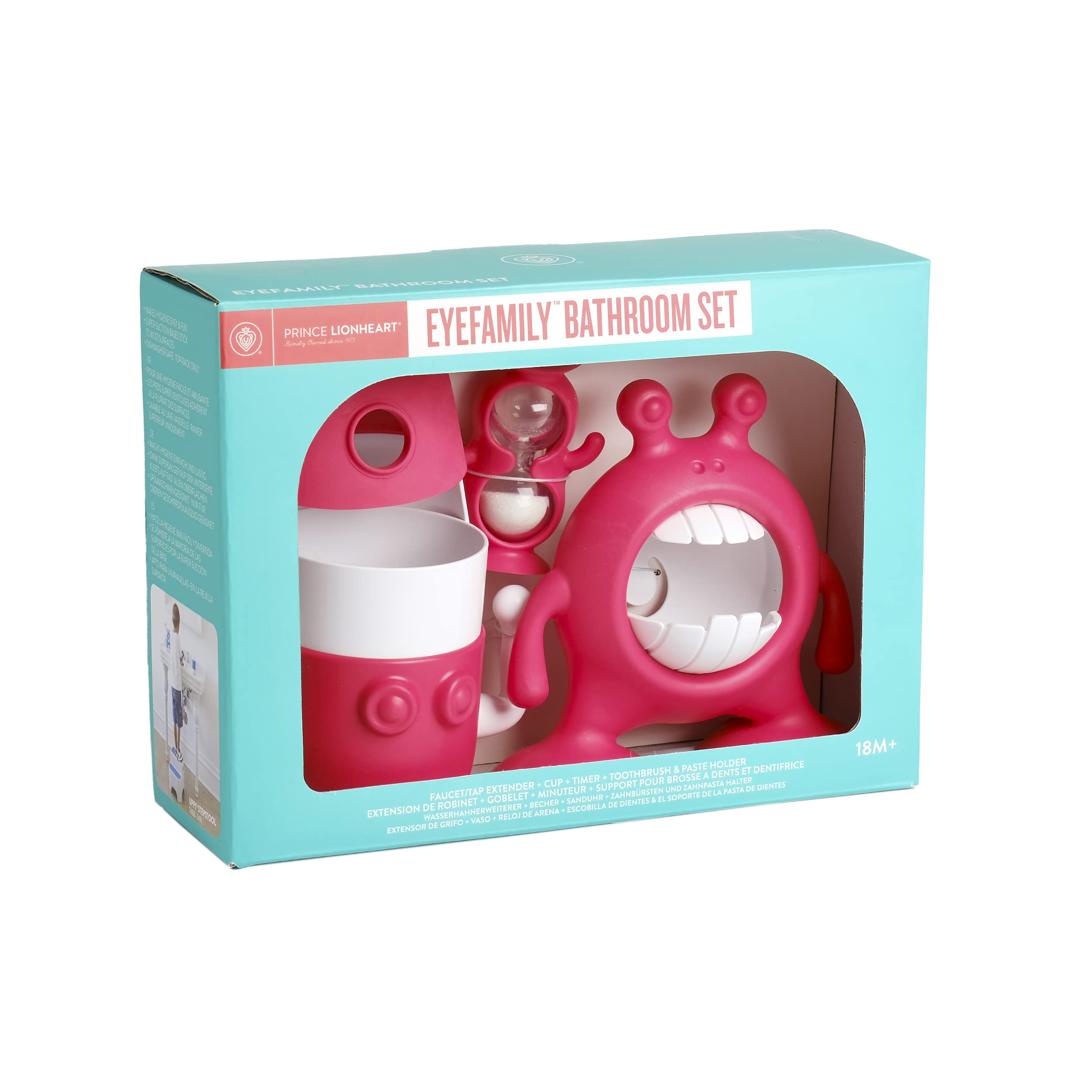 Prince Lionheart Eyefamily Set Bagno Completo Blu | Estensore Rubinetto, Timer, Portaspazzolino E Tazza | Kit Igiene Divertente Per Bambini - 3