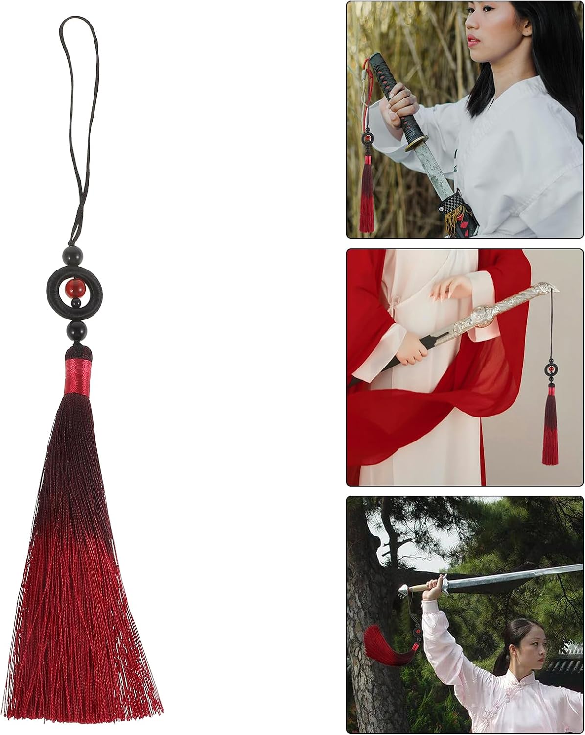 Traditional Chinese Tassel Ornament 9.44In Martial Arts Taichi Accessory Decorative Tassel for Fencing and Tai Chi Equipment