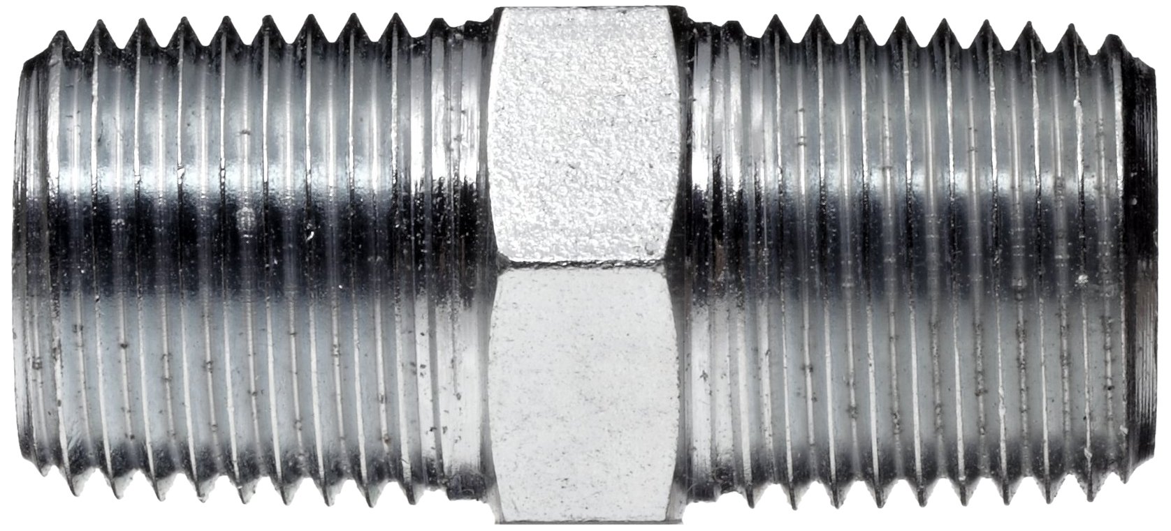 Brennan 5404-08-08 Steel Pipe Fitting, Hex Nipple, 1/2-14 x NPTF Male