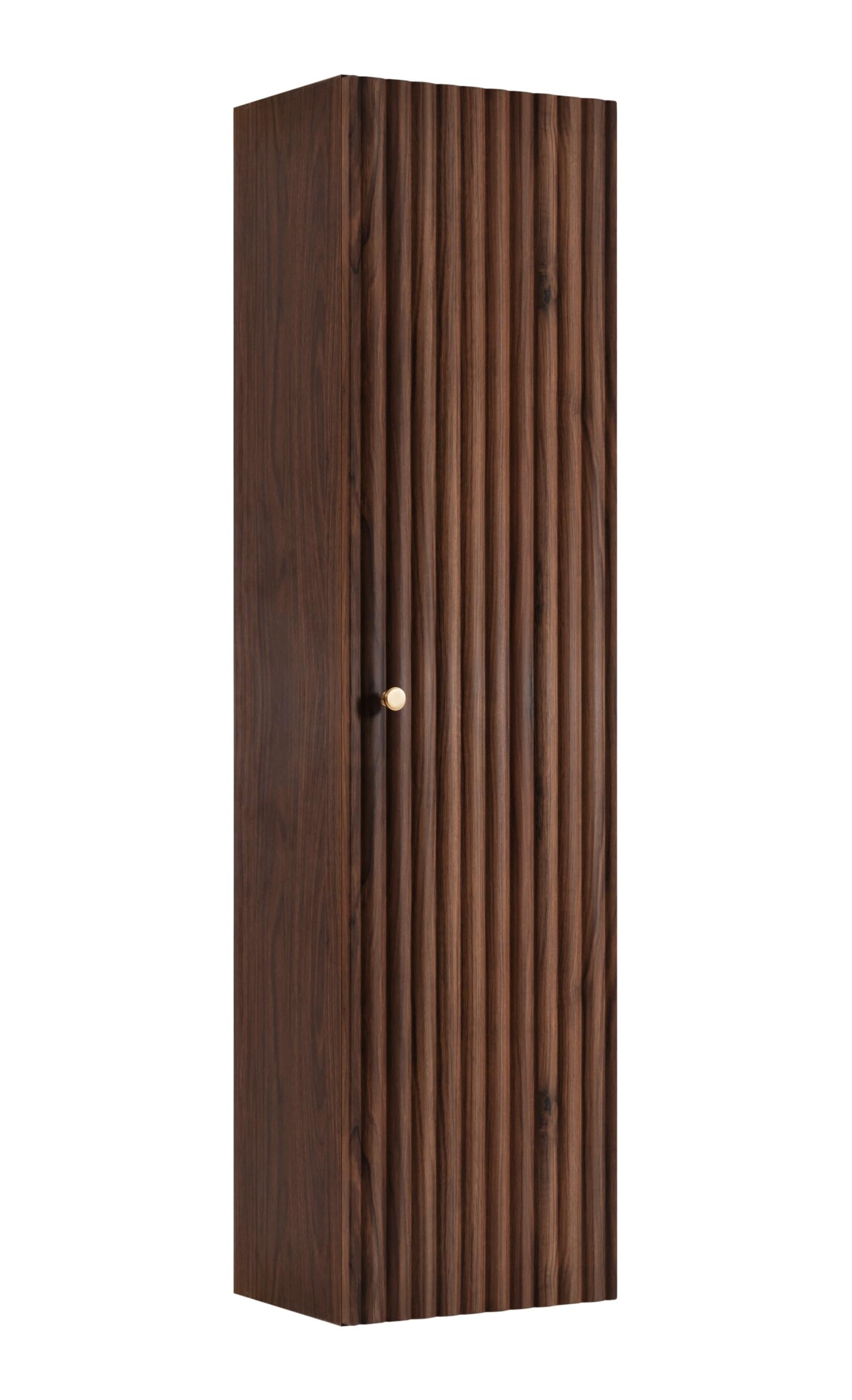 Colonna bagno sospesa 136x35 cm, frontale MDF cannettato, Rovere Noce