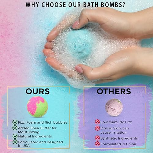 Miniatura 3 de Bombas de baño para mujer, relajantes con mensajes inspiradores, 12 bombas de baño naturales y orgánicas con aceites esenciales y manteca de karité