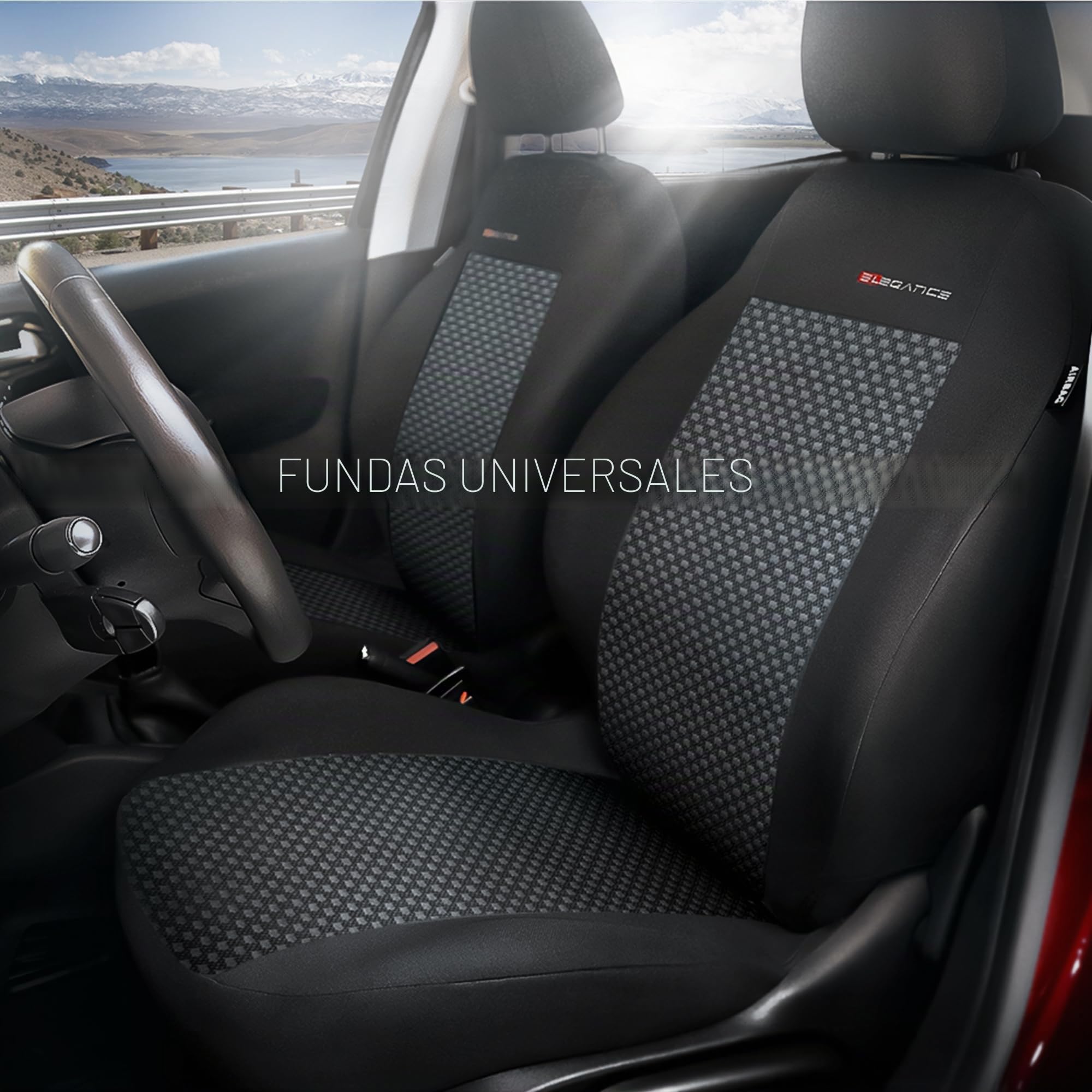 MOTOS Fundas universales para Asientos de Coche para Ford Transit Funda Asiento Coche Delantero con Sistema de Airbag Activo, Ajuste, Material de Tres Capas, Aspecto Elegante, Aplicación Vers