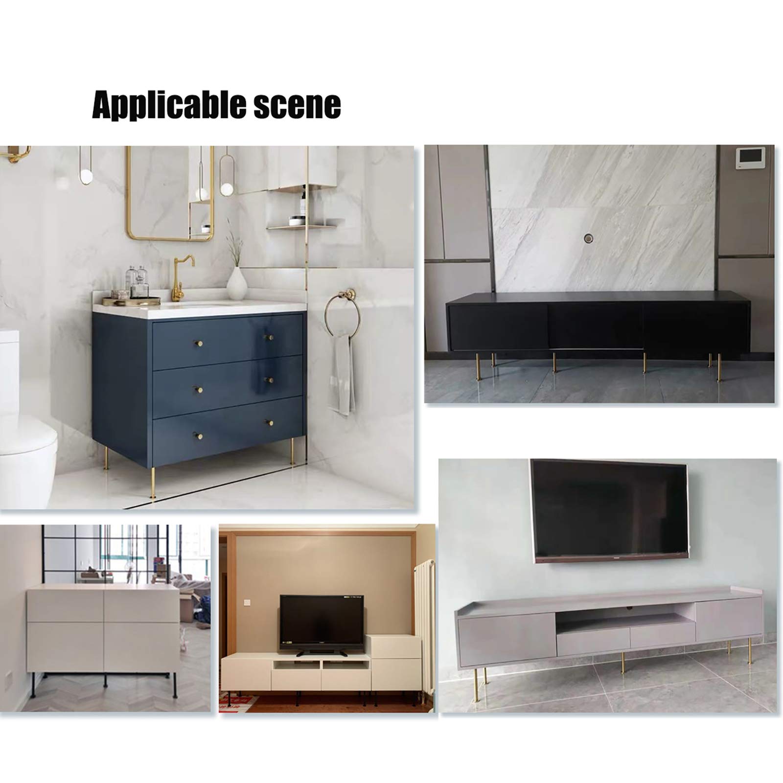 RXBFD 4 Patas de Repuesto de Metal para Muebles, pies de Acero Inoxidable de Altura Ajustable, para Mesa de Centro, Mueble de TV, sofá, Silla, Mueble de baño, Piezas de Hardware para Bricolaje