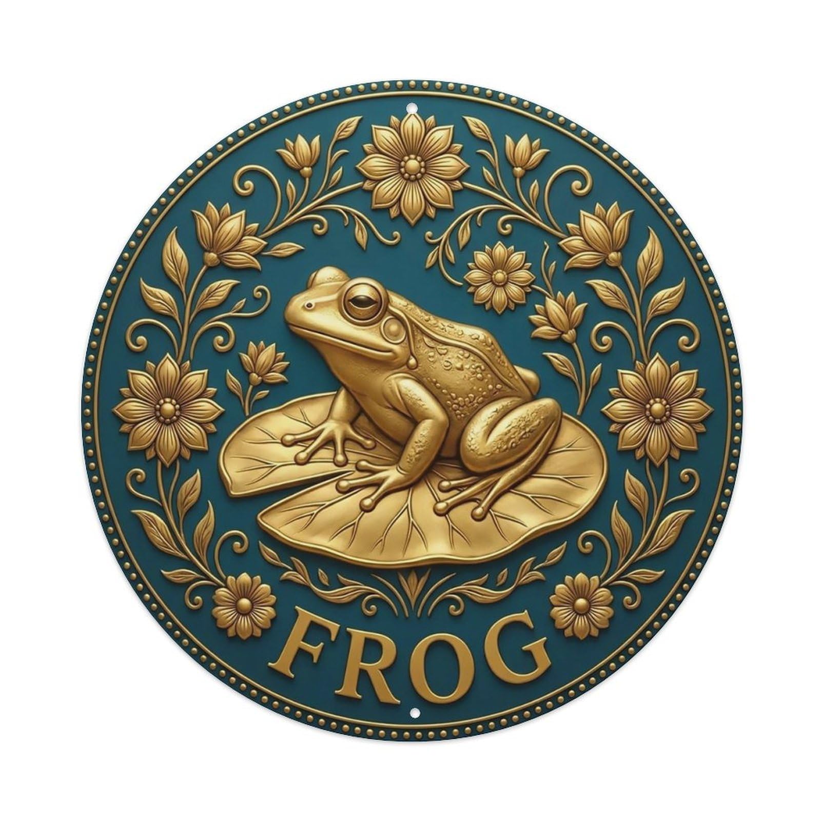 Vintage Frog Flower Zen Yoga Metal Tin Sign