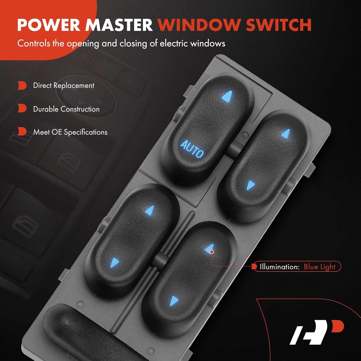 A-Premium Master Power Window Switch Compatible with Ford F250/F350/F550 Super Duty 1999-2001, Expedition, Excursion, Taurus & Lincoln Navigator, Blackwood & Mercury Sable, Front Left Driver Side