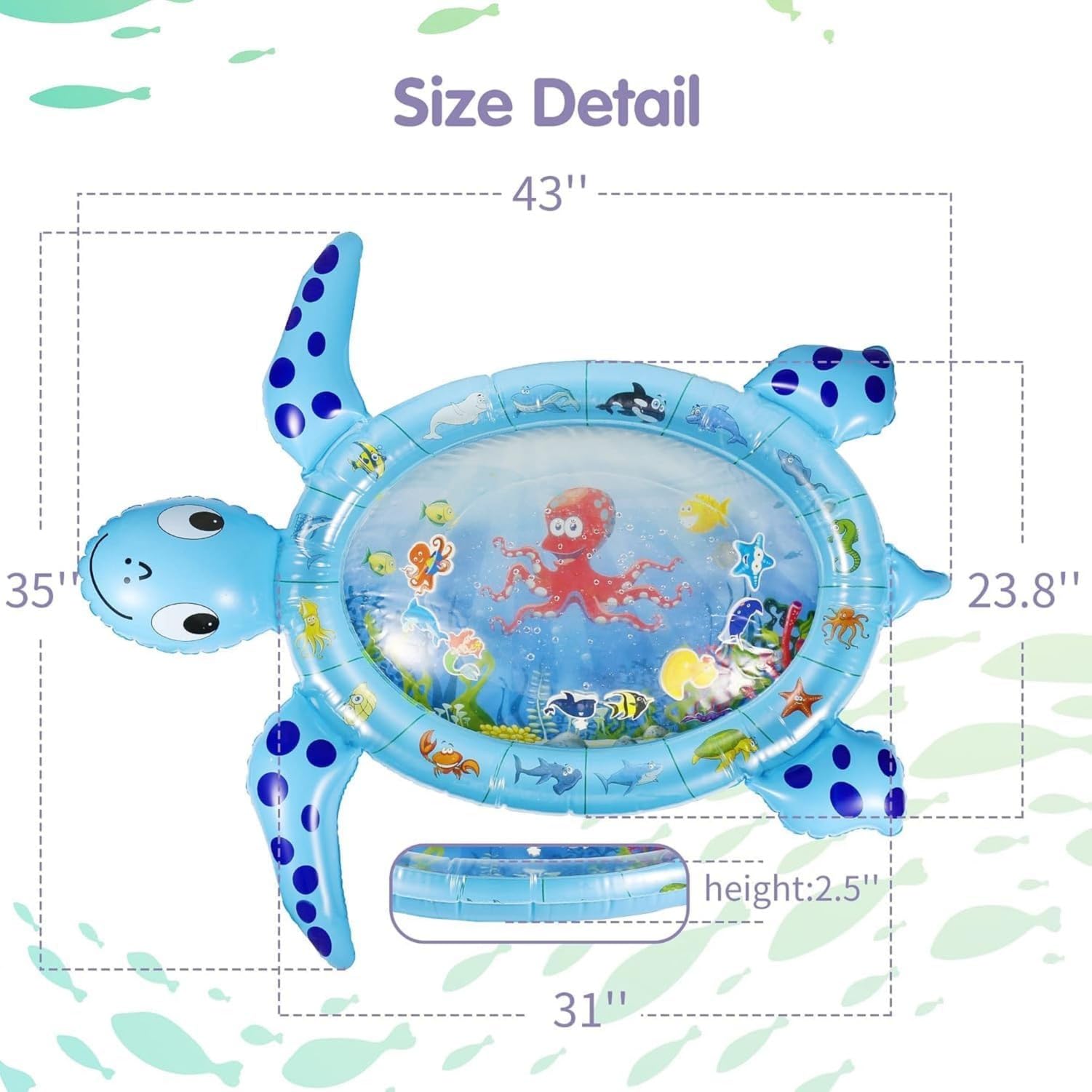 Famous Quality Kids Water Play Mat Toys Inflatable Tummy Time Water Play Mat and Toddlers Perfect Fun Activity Inflatable Mat, Outdoor Water Play Mat for Baby - Pack of 1 2