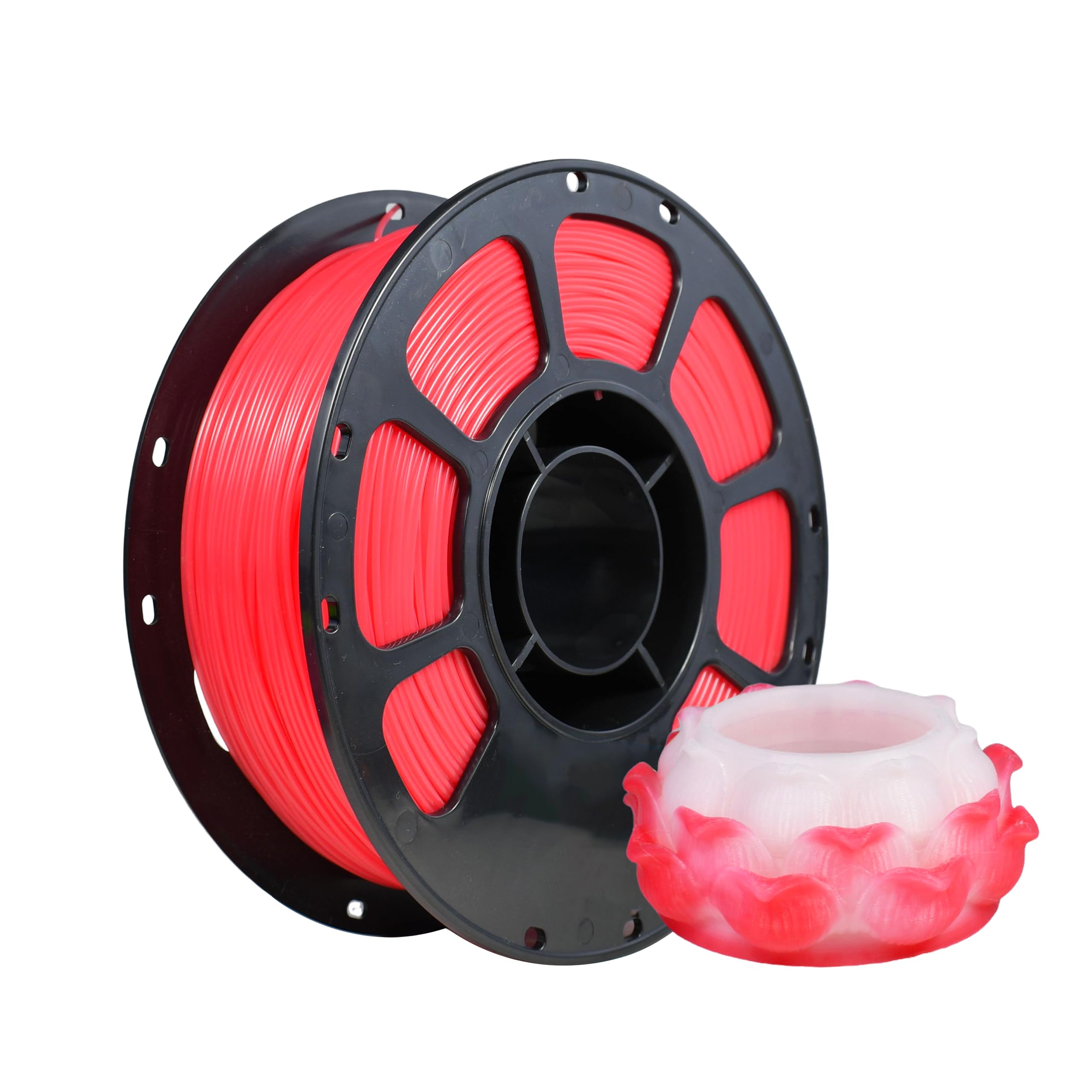 iBOSS 3D Printer Filament, Temperature Color Change PLA+ Filament 1.75mm, Neatly Wound 3D Printing Filament, Dimensional Accuracy +/-0.02mm, Fit for Most FDM 3D Printers, 1KG Spool. (Red to White)