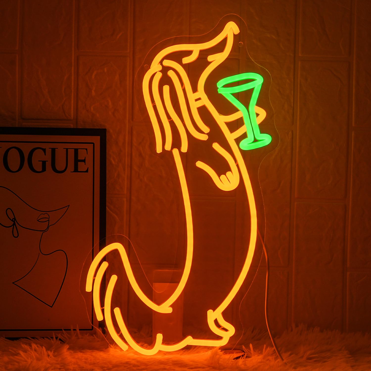 LMSIGNLY Dachshund Drink Cocktail Neon Sign for Wall Decor Dachshund Led Sign Bar Neon Light Cocktail Neon Light Sign for Bedroom Bar Pub Party Home Man Cave