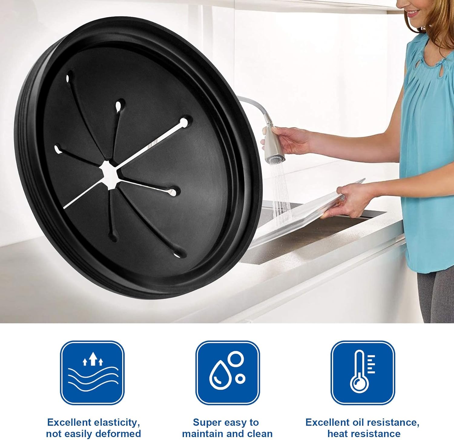 3-3/8-Inch Garbage Disposal Splash Guard and Air Switch Kit Bundle, Long Brushed Stainless Steel Button with Aluminum Alloy Module