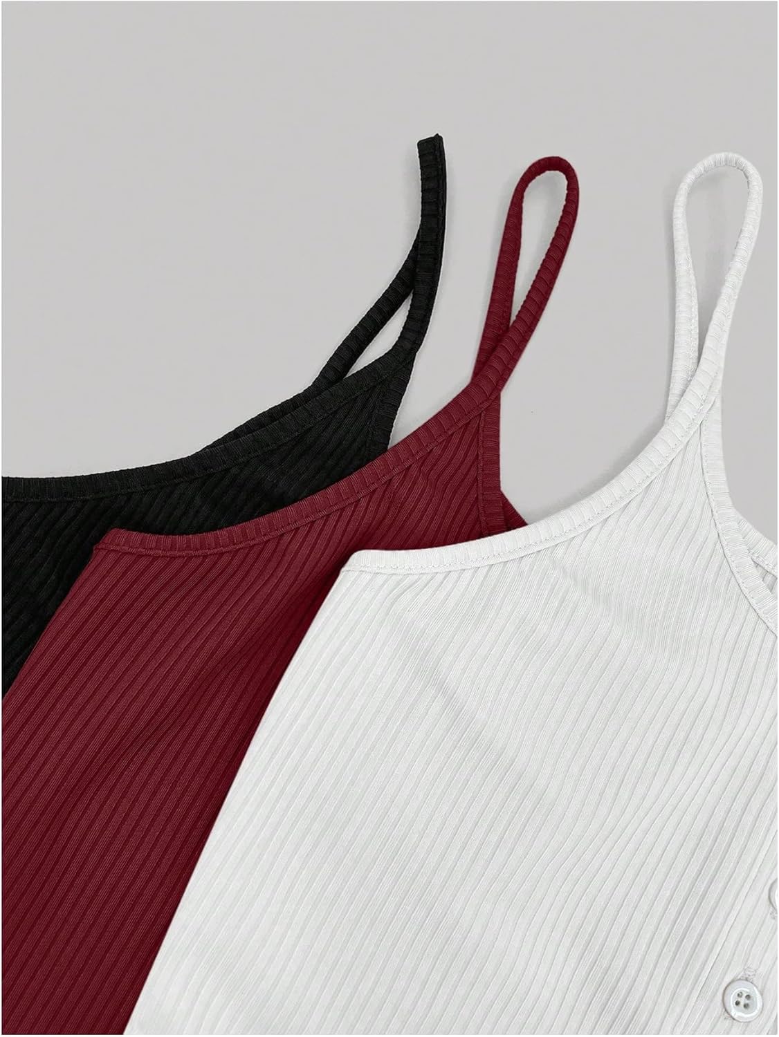 SOLY HUX Women's Button Down Ribbed Cami Top 3 Piece Spaghetti Strap Sexy Crop Camisole Tops