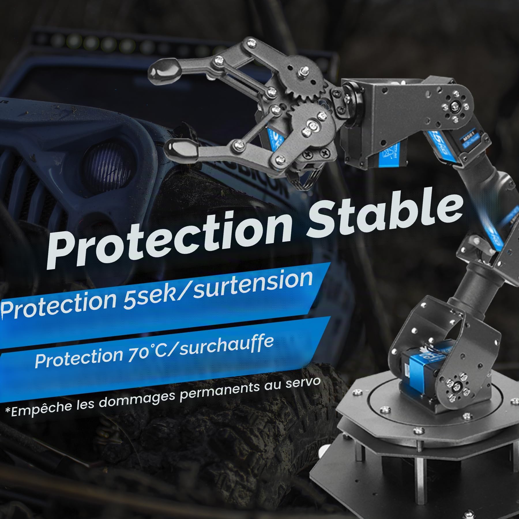 Miuzei Servo RC 35 kg 270° Digital Servomoteur Boîte de Vitesses en Métal Étanche 8,4 V pour Voiture 1/10 1/8 Robot Bras Avion