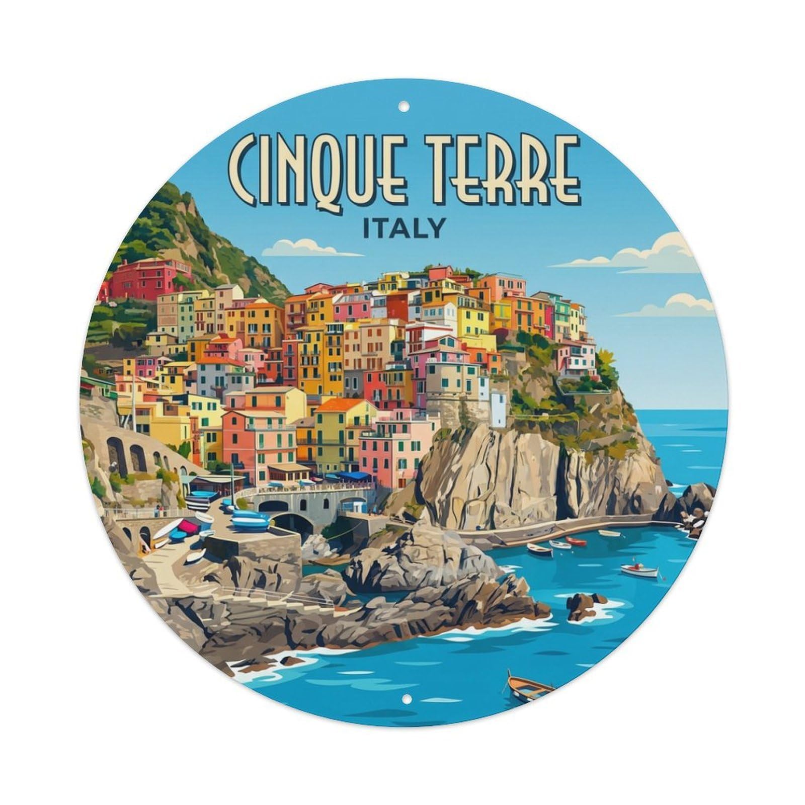 Metal Tin Sign Italy Vintage Travel Cinque Terre