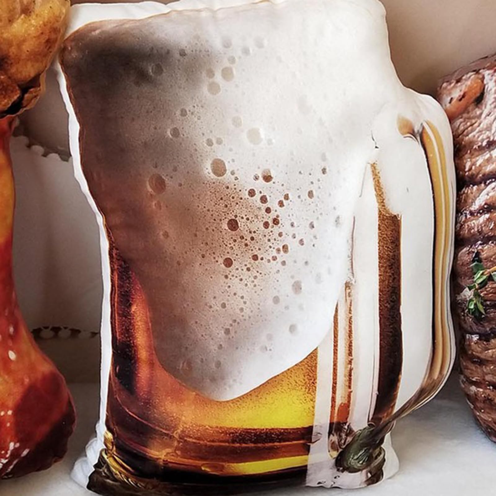 Bier-PlüSchtier Deko-Kissen,Simulation Bier Kissen, Lustiges PlüSchbier-Design,Dekokissen, Bierkissen GefüLltes, FüR Freunde Und Familie Weiches Langlebiges Material (40 * 25 cm,Bier)