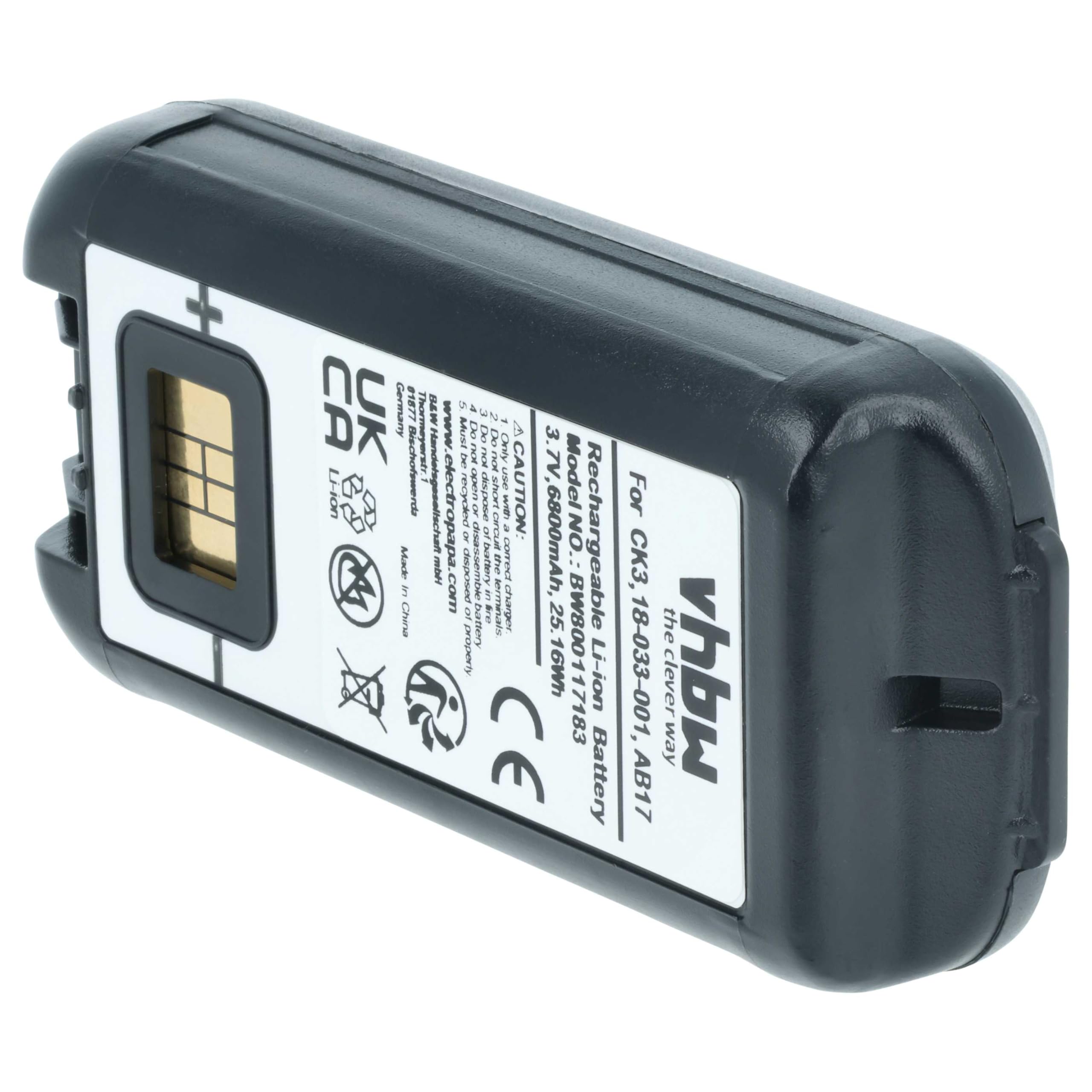 vhbw 2X Akku kompatibel mit Intermec EDA61K | CK3XA, CK3X, CK3RA Barcodescanner POS (6800 mAh, 3,7 V, Li-Ion)