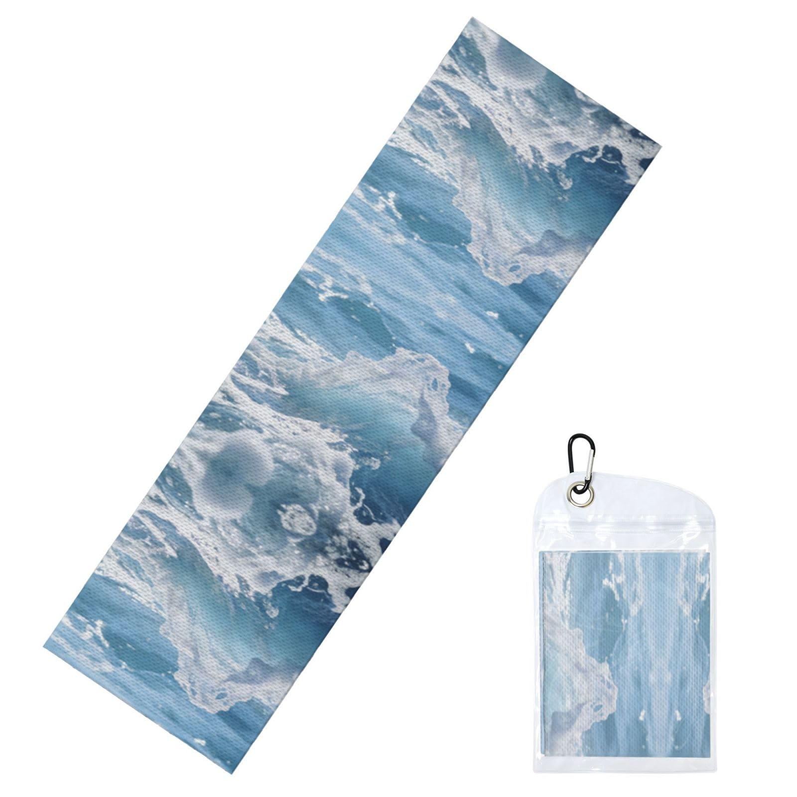 DUYIOKH Sparkling Blue Sea Wave Print Cooling Towel, Portable Towel for Gym Workout Golf Beach World Cup Sports Hot Weather