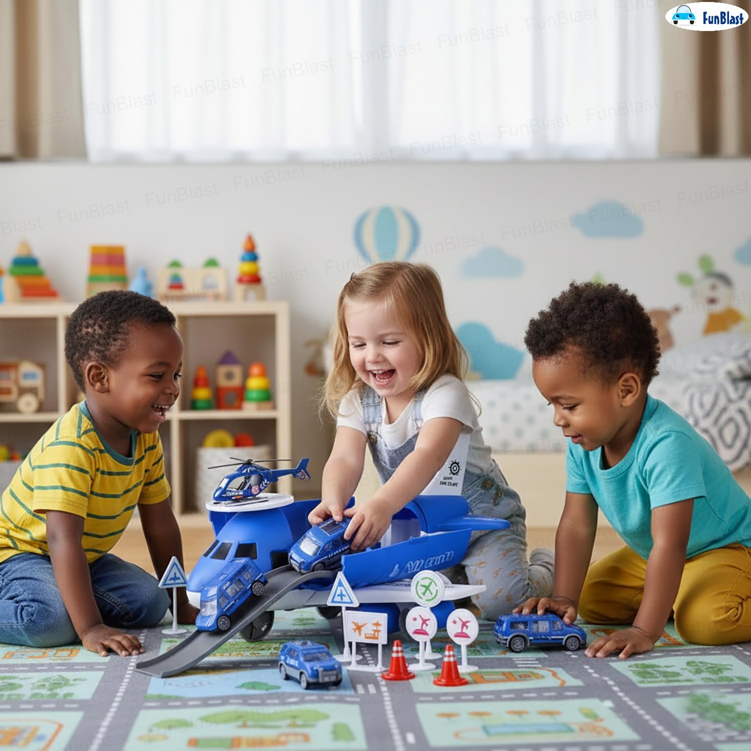 FunBlast Police Airplane Toy Set - Rescue Playset -7