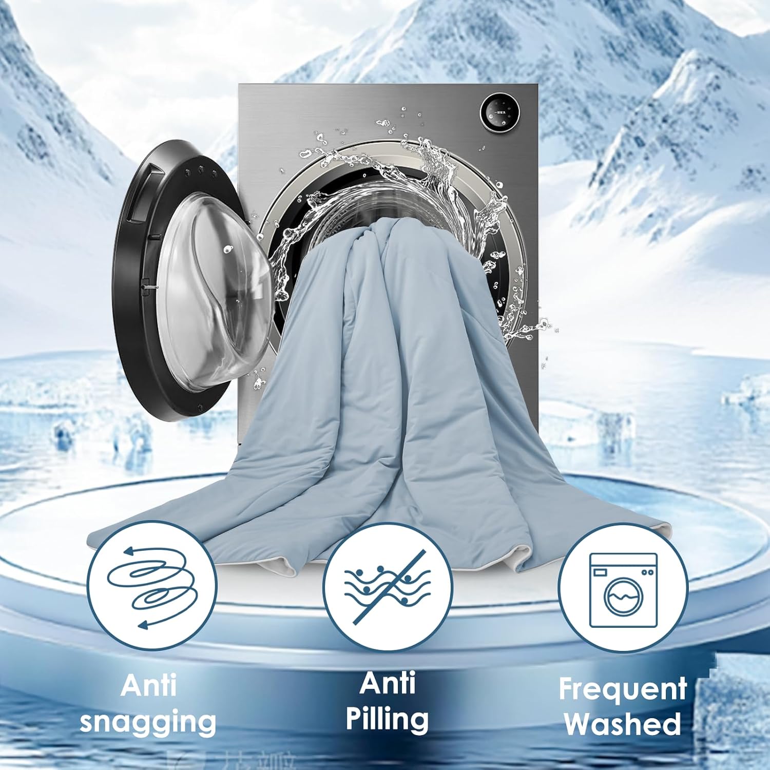 Style Quarters Cooling Comforter Queen Size, Lightweight Summer Comforter for Hot Sleepers and Night Sweats, Reversible Breathable Cool Blanket, 90"x90" Blue&Grey - Image 8