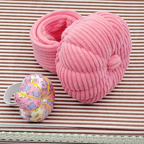 Miniatura 7 de Alfiletero elástico en forma de calabaza con anillo para la muñeca, almohadón para agujas de costura y manualidades DIY con 1 banda elástica,
