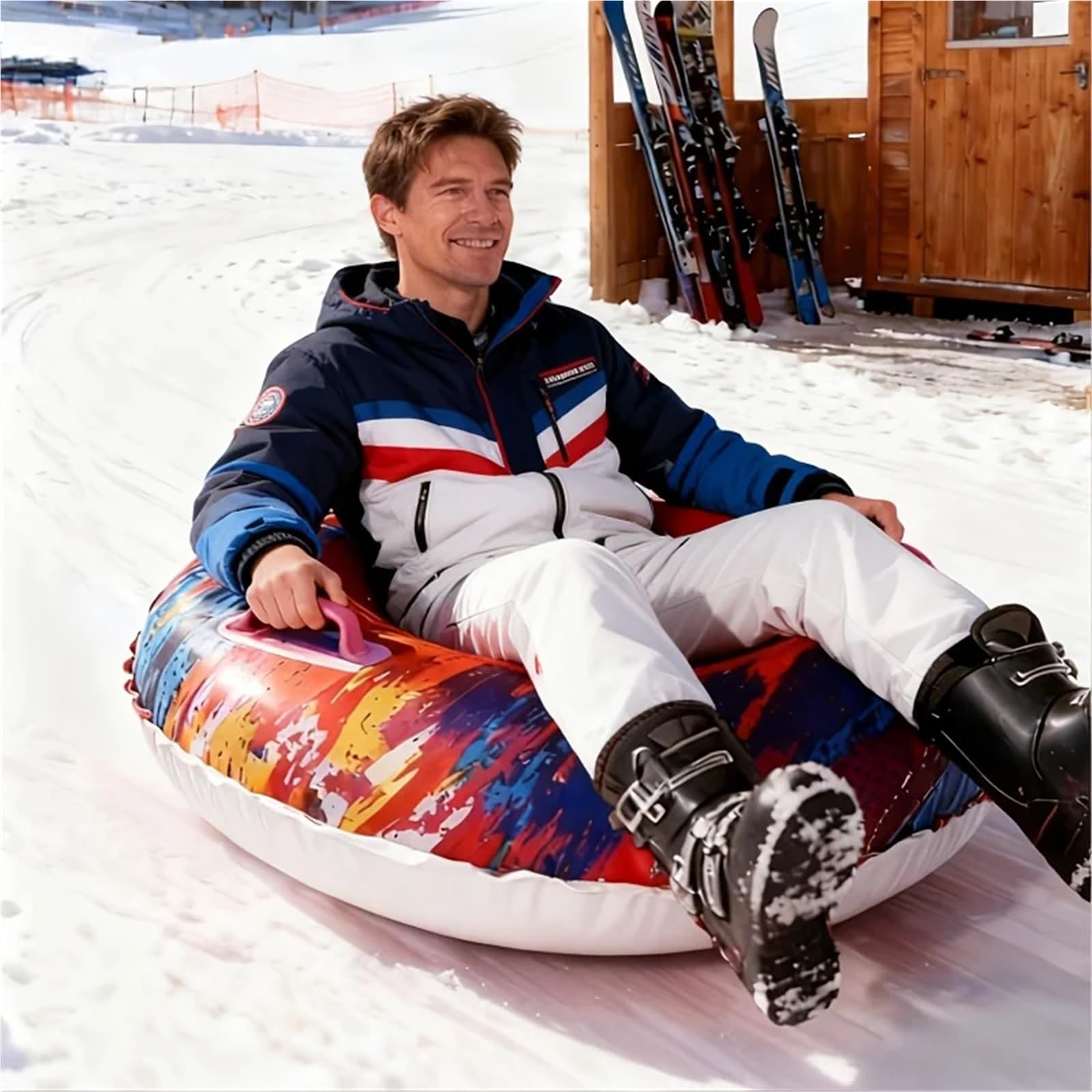 Tubo da Neve Gonfiabile Slitta Gonfiabile Resistente, Slitta Pieghevole in PVC colorato for Snow tubing Invernale, Sci e Divertimento all'Aria Aperta