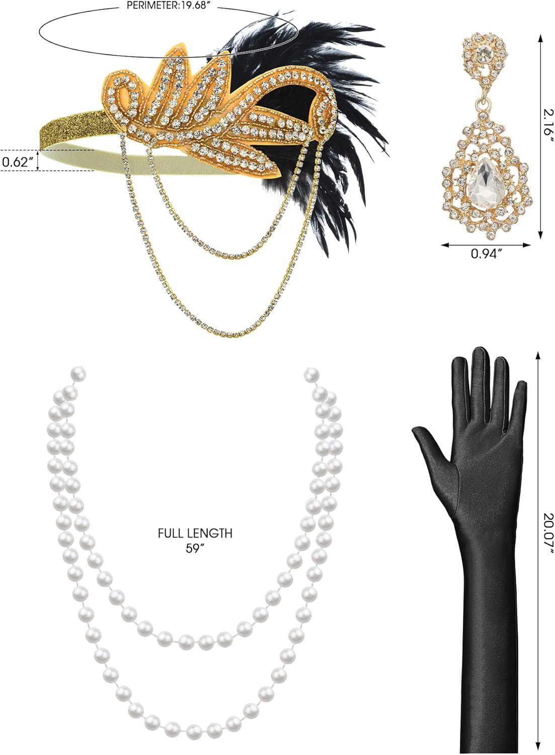 Women's Flapper Dresses 1920s for Women Great Gatsby Sequin Fringed Roaring 20s Cocktail Dress with Accessories Set - Image 4