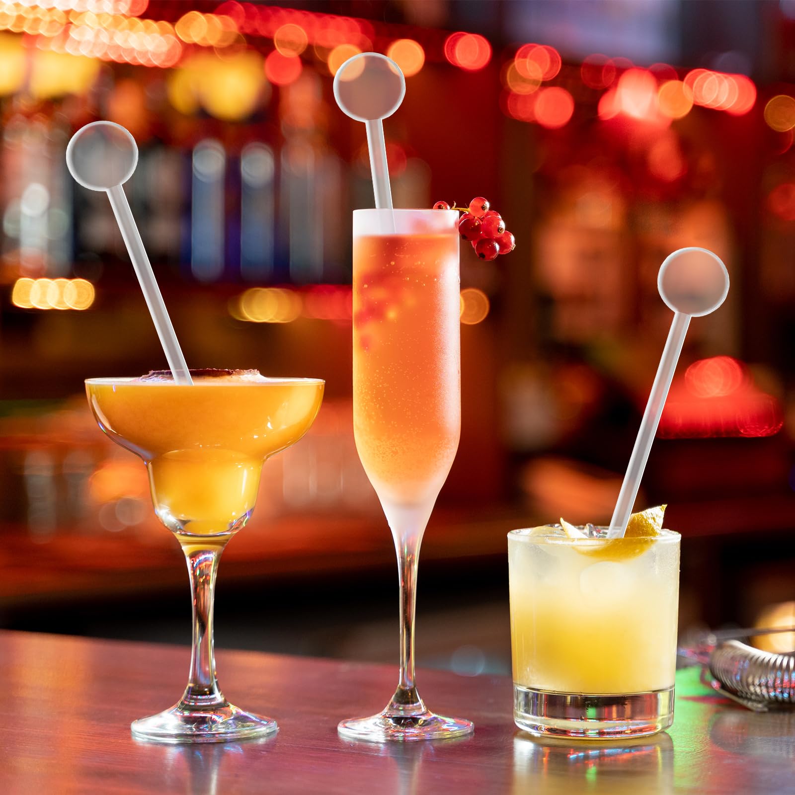 Leikedun 80 tamponi da cocktail riutilizzabili in PS - Agitatore da cocktail, bastoncini da cocktail, 18 cm, trasparenti, per caffè, cocktail, cocktail, succhi, vino, frullati, agitatore in plastica