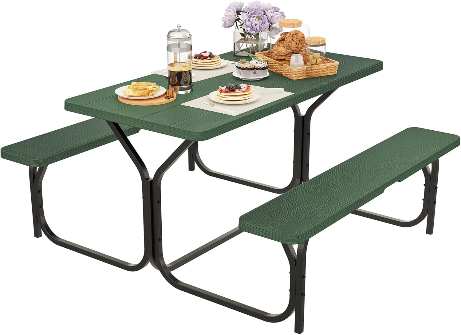 Amazon.com: YITAHOME Heavy Duty Outdoor Picnic Table and Bench Set ...