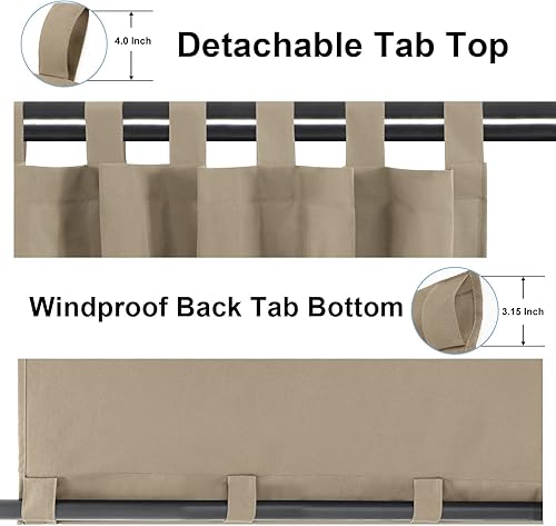 Miniatura 3 de OutdoorLines Cortinas impermeables para exteriores para patio  Paneles de cortina de glorieta con pestaña superior resistente al viento  Juego de