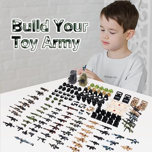 Miniatura 3 de ZYLEGEN WW2 - Paquete de armas de bloques de construcción juguete militar figuras de soldados mercenarios juego de armas de equipo SWAT del ejército