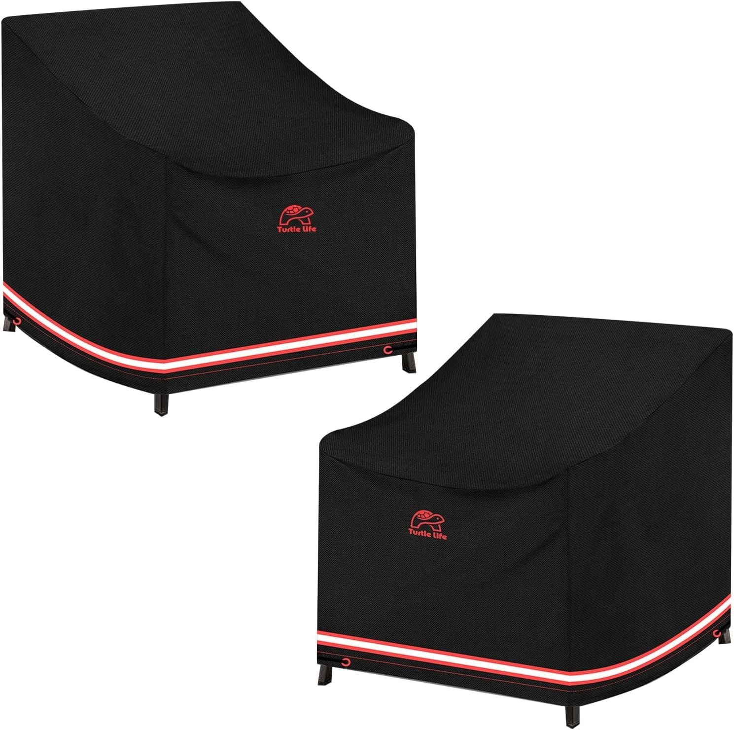 Turtle Life Schutzabdeckung für Einzelterrassensofas, langlebig, wasserdicht, für Innen- und Außenbereich, mit Belüftungsöffnungen, schwarz, 94 x 102 x 76 cm, 2er-Pack