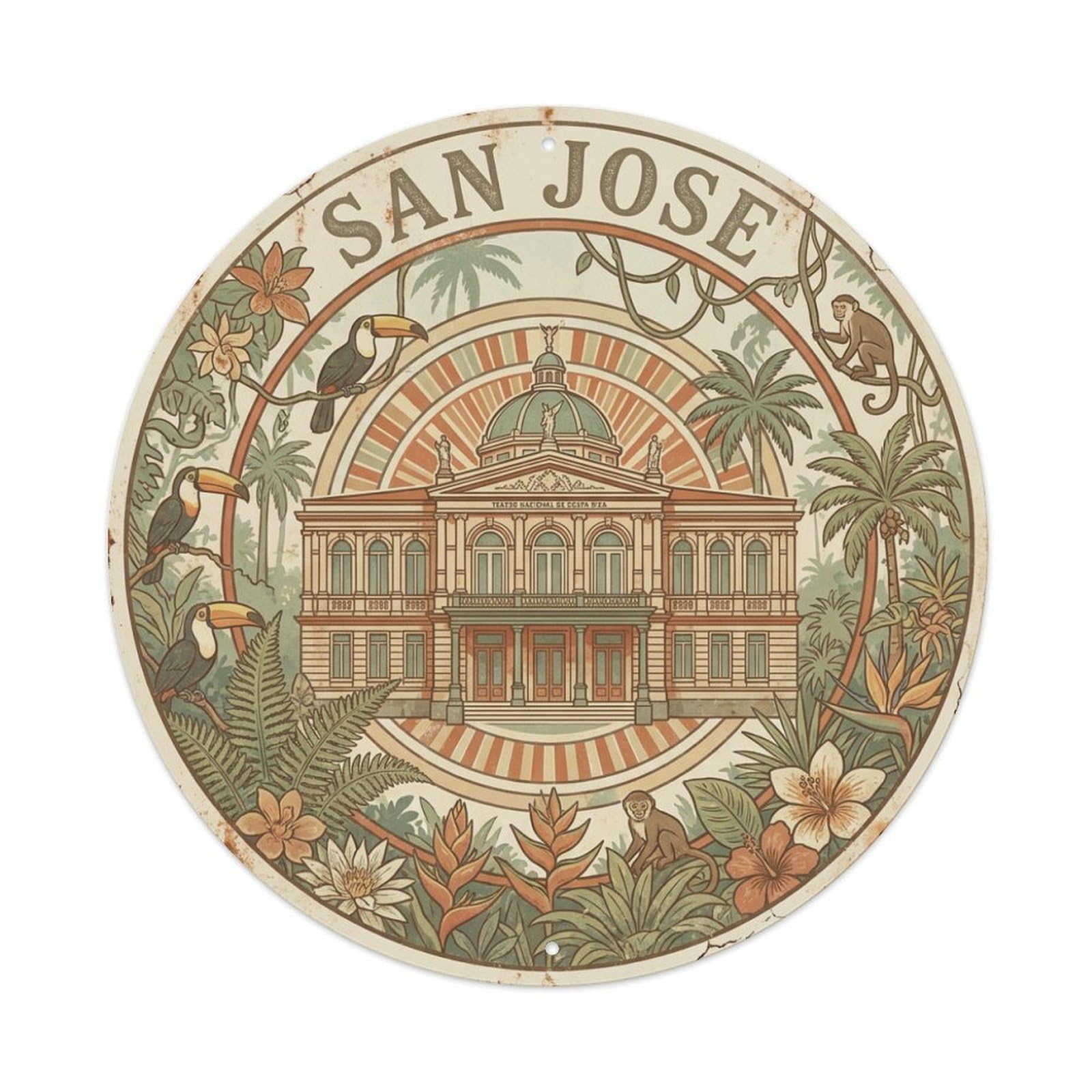 Vintage Travel Costa Rica San Jose Metal Tin Sign