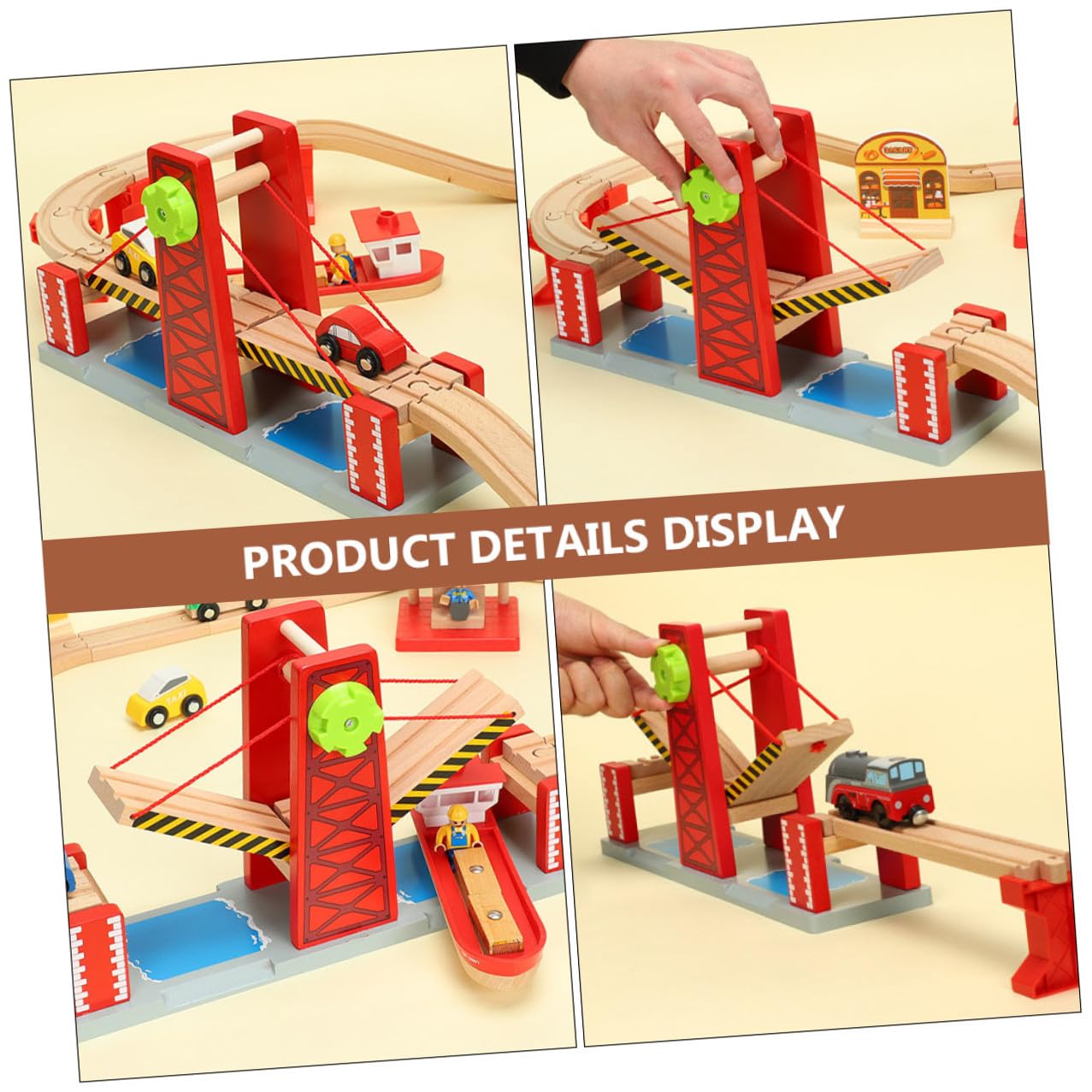 Eisenbahnspielzeug Zugbrücke aus Kunststoff und Holz Rot Kompatibel mit Holz Eisenbahnschienen Fördert Logisches Denken Geeignet für Kinder und Kleinkinder zur Weihnachtszeit