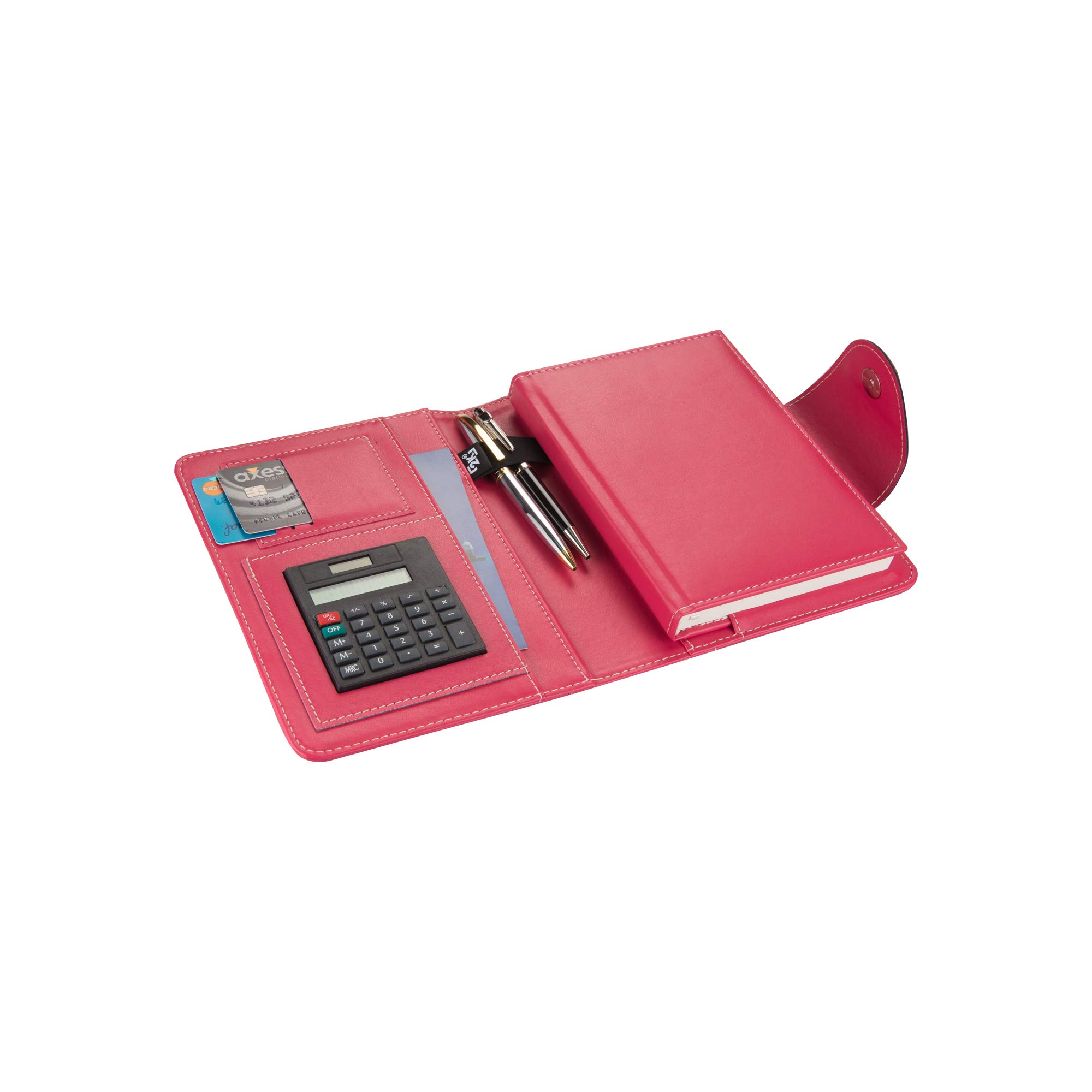 2K 5194 Ajanda TARİHSİZ Kareli 14x20 cm. Ajanda/Defter Hesap Makineli Suni Deri Organizer, Fuşya