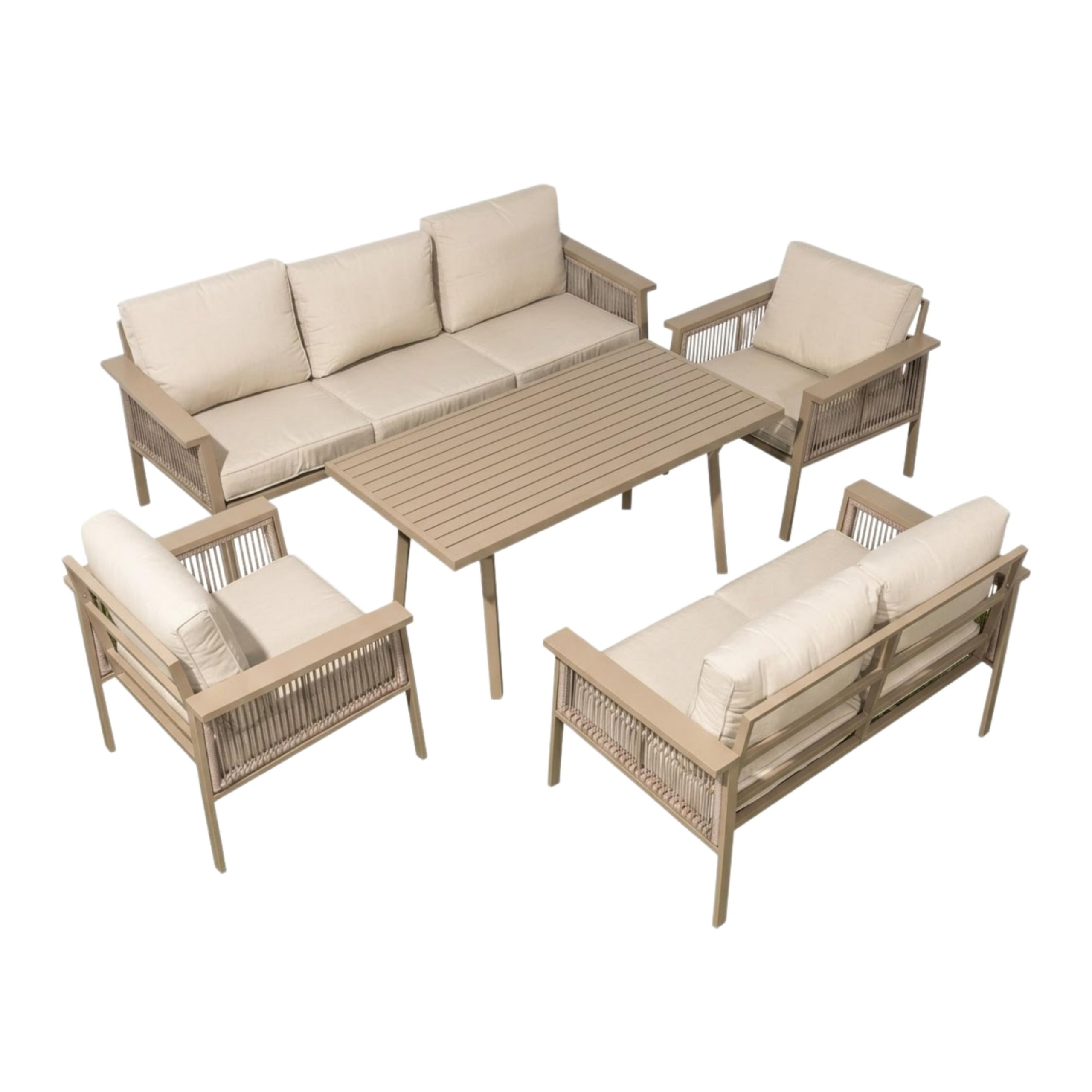 Shatchi Luxury Outdoor Aluminium Sofa Set - Modern Garden Furniture With Coffee Table
