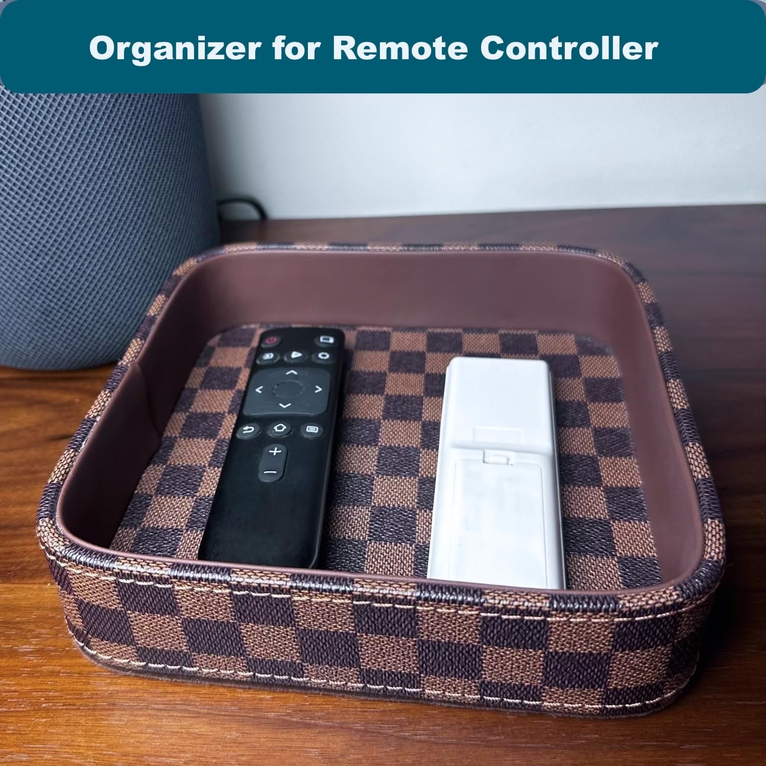 Bandeja de cuero para hombres, organizador de colonia para hombres, bandeja de volquete EDC, bandeja para atrapar todas, cuencos para llaves/bandeja/soporte para mesa de entrada, a cuadros,