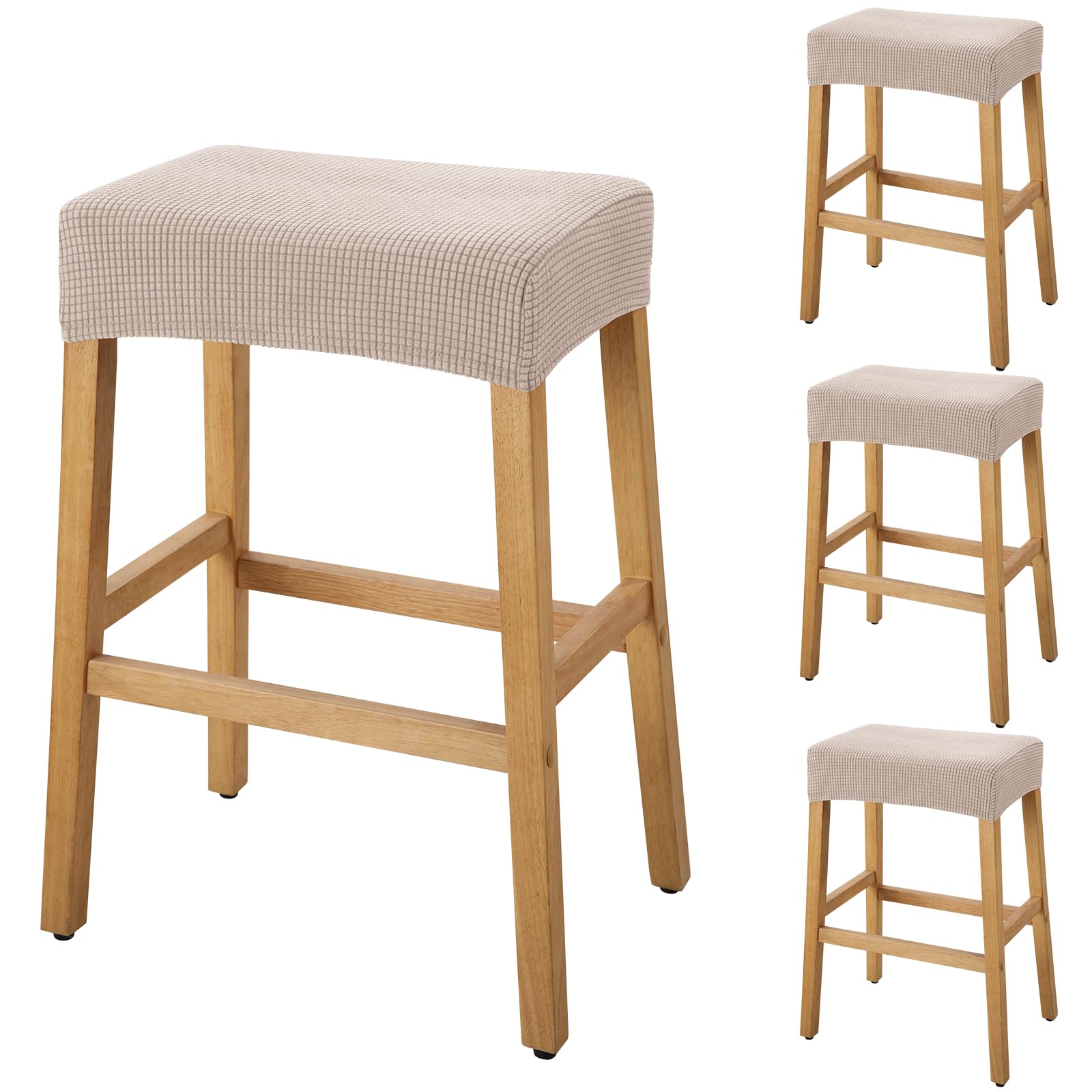 YISUN Stool Covers Rectangle - 4 Pack Stretch Waterproof Saddle Seat Cover Counter Bar Stools Bar Chairs Covers Kitchen Island Chairs Cushion